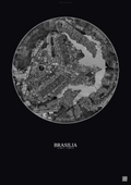 Affiche Brasilia – Poster vue satellite | Gravura – Fond foncé