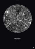 Affiche Brasilia – Poster vue satellite | Gravura – Fond foncé