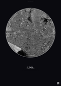 Affiche Lima – Poster vue satellite | Gravura – Fond foncé