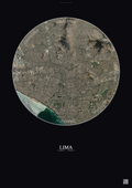 Affiche Lima – Poster vue satellite | Gravura – Fond foncé