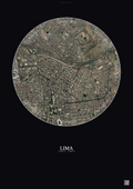 Affiche Lima – Poster vue satellite | Gravura – Fond foncé