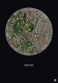 Affiche Bogota – Poster vue satellite | Gravura – Fond foncé