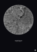 Affiche Santiago – Poster vue satellite | Gravura – Fond foncé