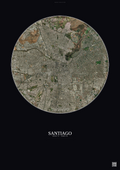 Affiche Santiago – Poster vue satellite | Gravura – Fond foncé