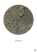 Affiche Santiago – Poster vue satellite | Gravura – Fond clair