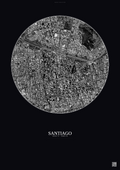 Affiche Santiago – Poster vue satellite | Gravura – Fond foncé