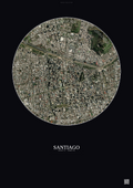 Affiche Santiago – Poster vue satellite | Gravura – Fond foncé
