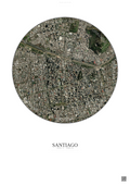 Affiche Santiago – Poster vue satellite | Gravura – Fond clair