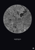 Affiche Santiago – Poster vue satellite | Gravura – Fond foncé