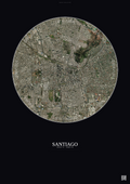 Affiche Santiago – Poster vue satellite | Gravura – Fond foncé