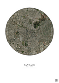 Affiche Santiago – Poster vue satellite | Gravura – Fond clair