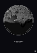 Affiche Montevideo – Poster vue satellite | Gravura – Fond foncé