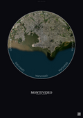 Affiche Montevideo – Poster vue satellite | Gravura – Fond foncé