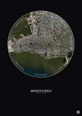 Affiche Montevideo – Poster vue satellite | Gravura – Fond foncé