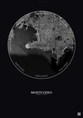 Affiche Montevideo – Poster vue satellite | Gravura – Fond foncé