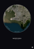 Affiche Montevideo – Poster vue satellite | Gravura – Fond foncé
