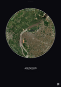 Affiche Asuncion – Poster vue satellite | Gravura – Fond foncé