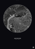 Affiche Asuncion – Poster vue satellite | Gravura – Fond foncé