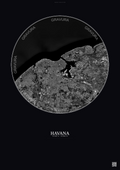 Affiche Havana – Poster vue satellite | Gravura – Fond foncé