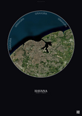 Affiche Havana – Poster vue satellite | Gravura – Fond foncé