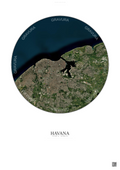 Affiche Havana – Poster vue satellite | Gravura – Fond clair
