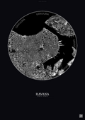 Affiche Havana – Poster vue satellite | Gravura – Fond foncé