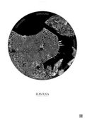 Affiche Havana – Poster vue satellite | Gravura – Fond clair
