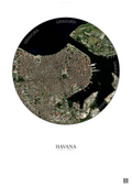 Affiche Havana – Poster vue satellite | Gravura – Fond clair