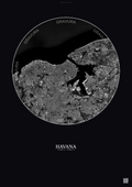 Affiche Havana – Poster vue satellite | Gravura – Fond foncé