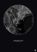 Affiche Panama City – Poster vue satellite | Gravura – Fond foncé
