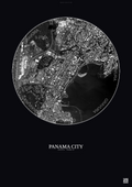 Affiche Panama City – Poster vue satellite | Gravura – Fond foncé