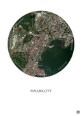 Affiche Panama City – Poster vue satellite | Gravura – Fond clair
