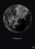 Affiche Panama City – Poster vue satellite | Gravura – Fond foncé