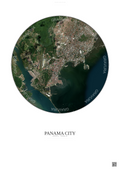 Affiche Panama City – Poster vue satellite | Gravura – Fond clair