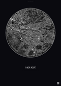 Affiche San Jose – Poster vue satellite | Gravura – Fond foncé
