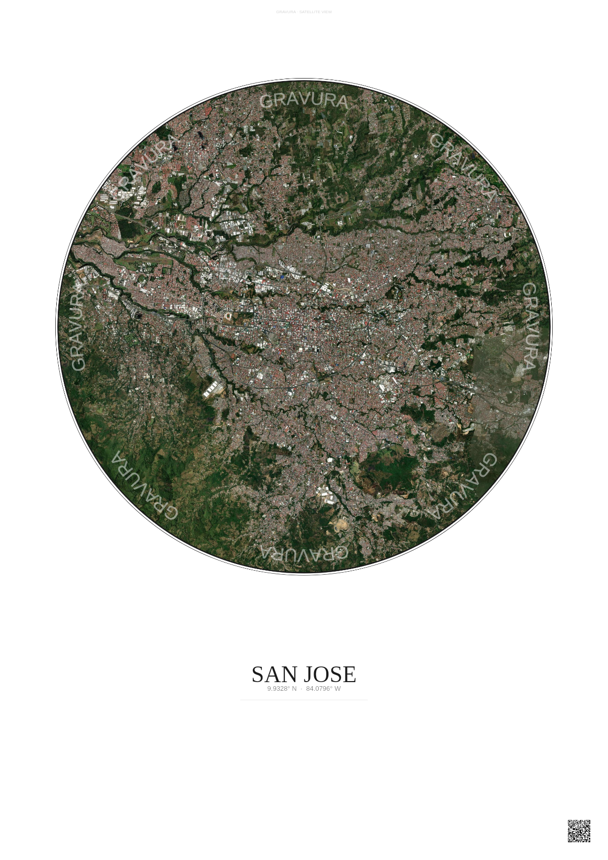 Affiche San Jose – Poster vue satellite | Gravura – Fond clair
