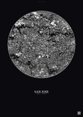 Affiche San Jose – Poster vue satellite | Gravura – Fond foncé