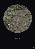 Affiche San Jose – Poster vue satellite | Gravura – Fond foncé