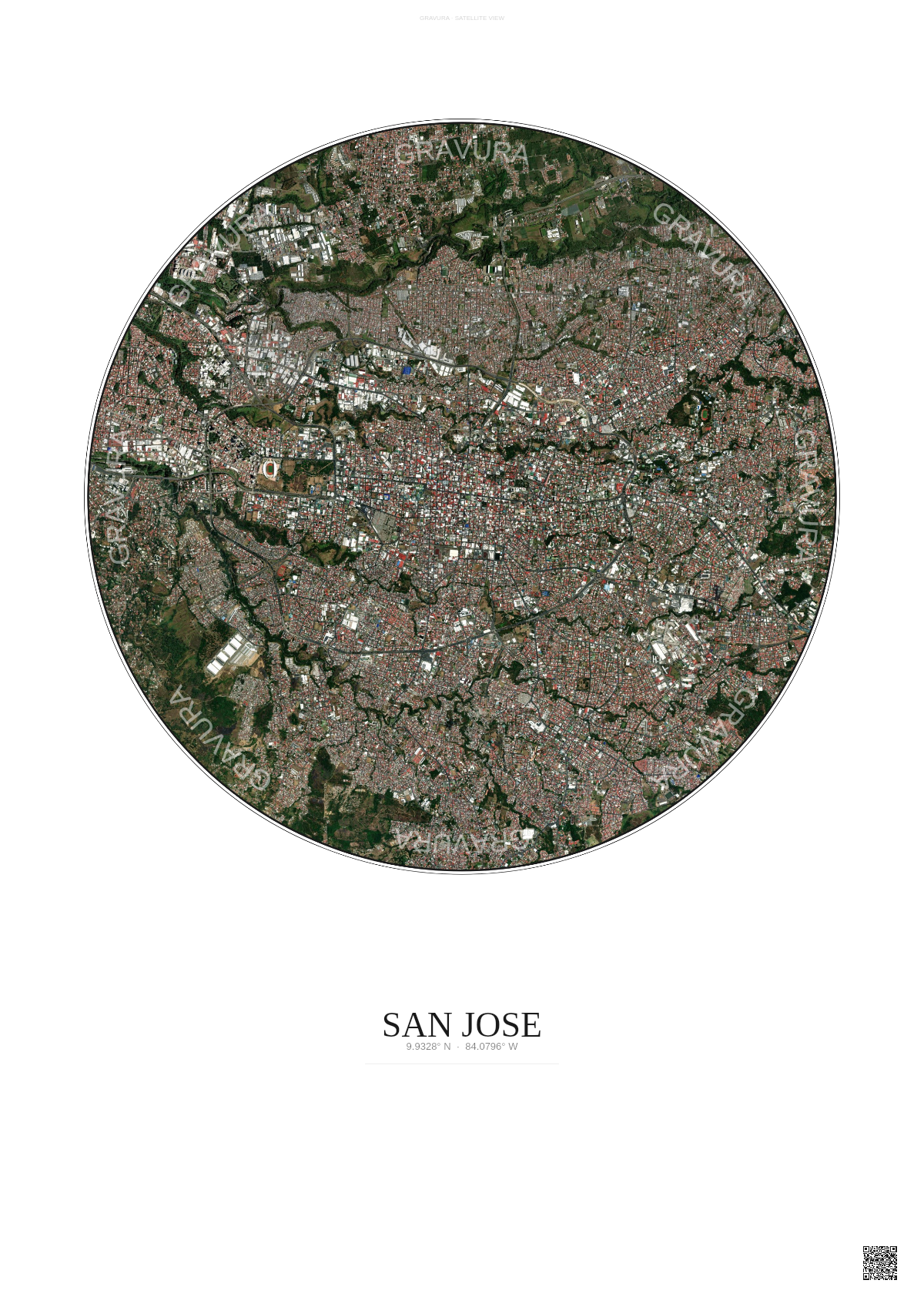 Affiche San Jose – Poster vue satellite | Gravura – Fond clair