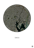Affiche Tokyo – Poster vue satellite | Gravura – Fond clair