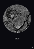 Affiche Tokyo – Poster vue satellite | Gravura – Fond foncé