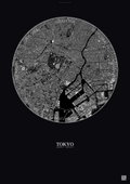 Affiche Tokyo – Poster vue satellite | Gravura – Fond foncé