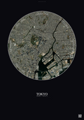 Affiche Tokyo – Poster vue satellite | Gravura – Fond foncé