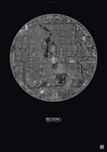 Affiche Beijing – Poster vue satellite | Gravura – Fond foncé