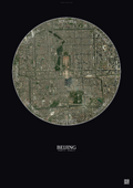 Affiche Beijing – Poster vue satellite | Gravura – Fond foncé