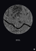 Affiche Seoul – Poster vue satellite | Gravura – Fond foncé