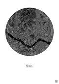 Affiche Seoul – Poster vue satellite | Gravura – Fond clair