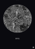 Affiche Seoul – Poster vue satellite | Gravura – Fond foncé