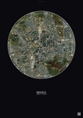Affiche Seoul – Poster vue satellite | Gravura – Fond foncé