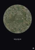 Affiche New Delhi – Poster vue satellite | Gravura – Fond foncé